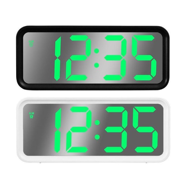 Digital klocka LCD/USB med alarm, termometer och datum - Vit