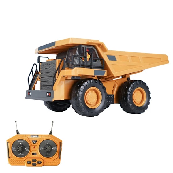 RC Dump Truck 1/24 2.4GHz 9CH RC Bygglastbil Ingenjörsfordon Gaffeltruck Tung Grävmaskin Leksaker för Barn med Ljus Musik yellow China