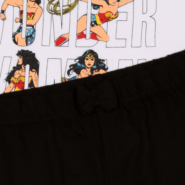 Wonder Woman Sommarpyjamas för Flickor, Vit-Svart Pyjamas med Korta ärmar 140 cm