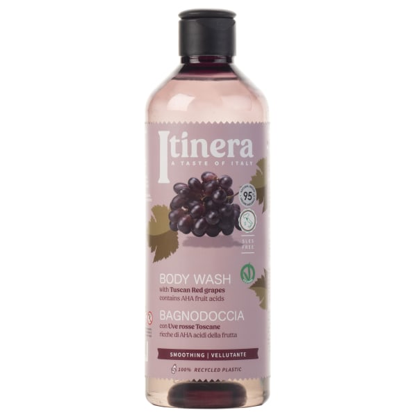 Itinera Högpolerande Kroppstvätt med toskanska röda vindruvor, 95% naturliga ingredienser, 370 ml. 1