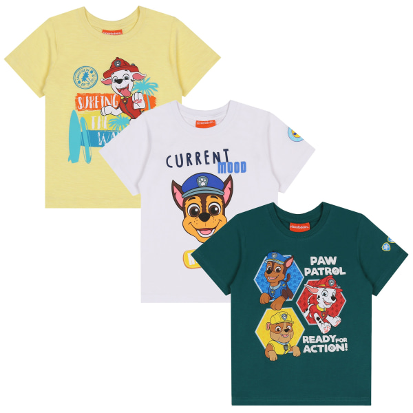 Paw Patrol Pojkar Bomull Kortärmad T-shirt 3-pack 110 cm