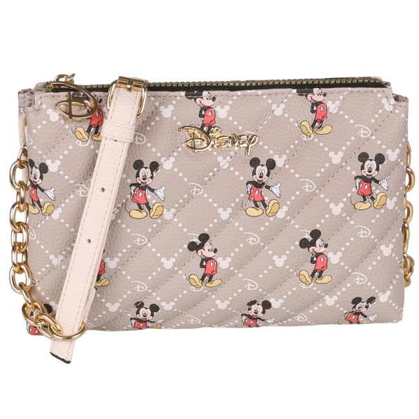 DISNEY Mickey Mouse Beige quiltad väska med gul kedja, 24x15 cm