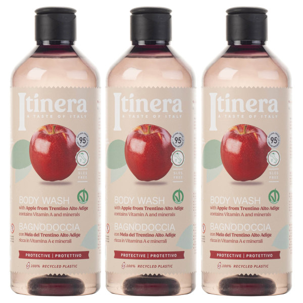 ITINERA Skyddande Duschgel med äpple från Trentino, 95% naturliga ingredienser, 370 ml X3 3