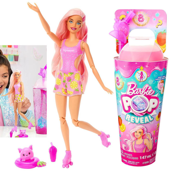 Barbie Pop Reveal Jordgubbslemonad, Docka i Fruktsaftserien