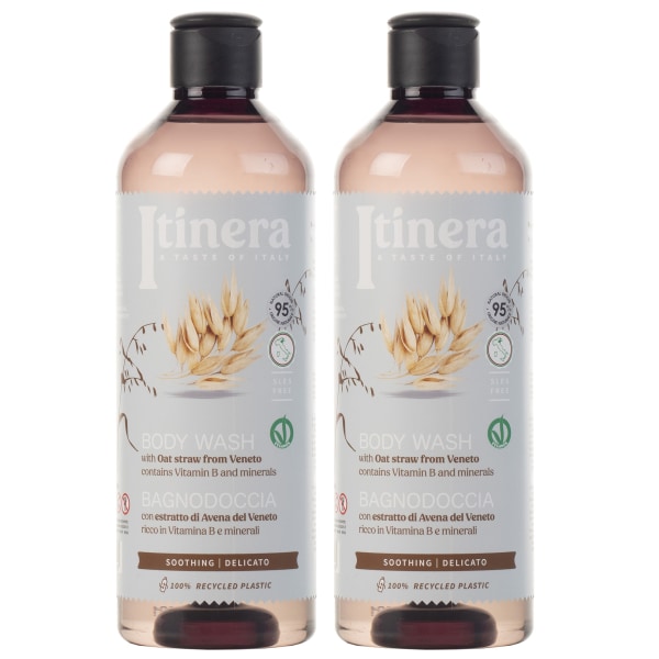 Soothing Body Wash med halm från Veneto, 95% naturliga ingredienser, 370 ml X2