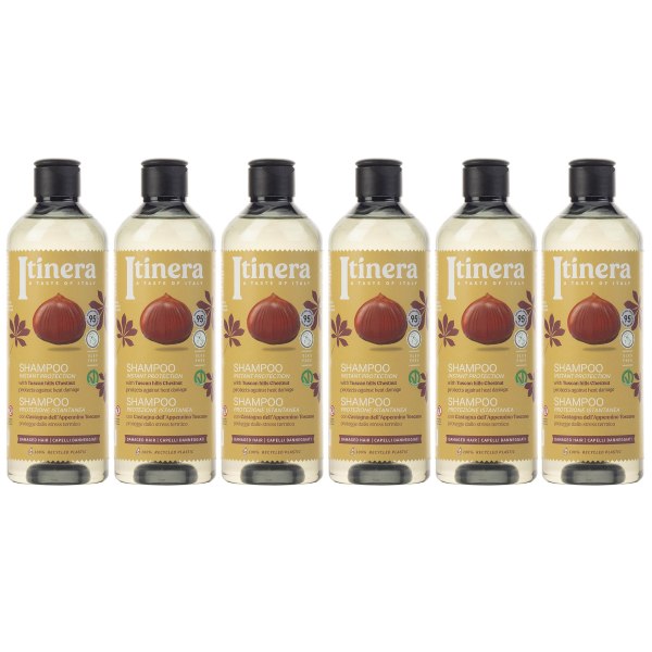ITINERA Protection Shampoo, med kastanj från Toscanas kullar, 95% naturliga ingredienser, 370 ml x6 6