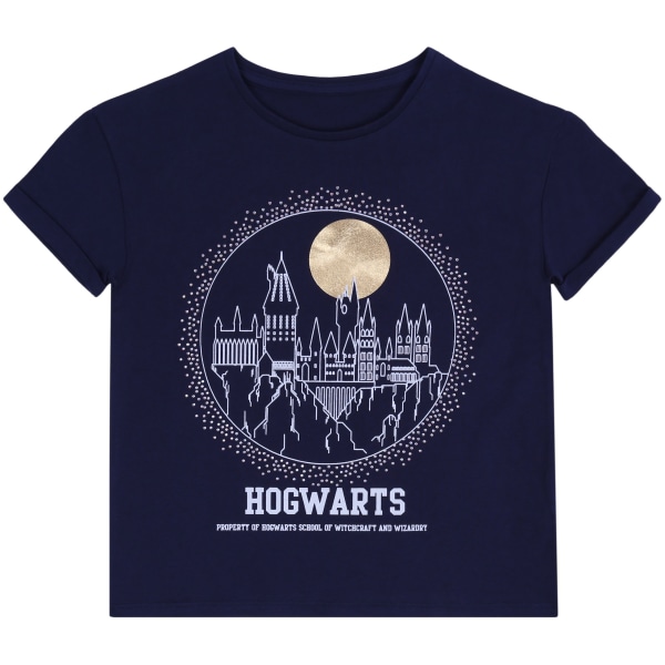 Mörkblå tjejtröja med guldfärgad måne HOGWARTS Harry Potter 110 cm