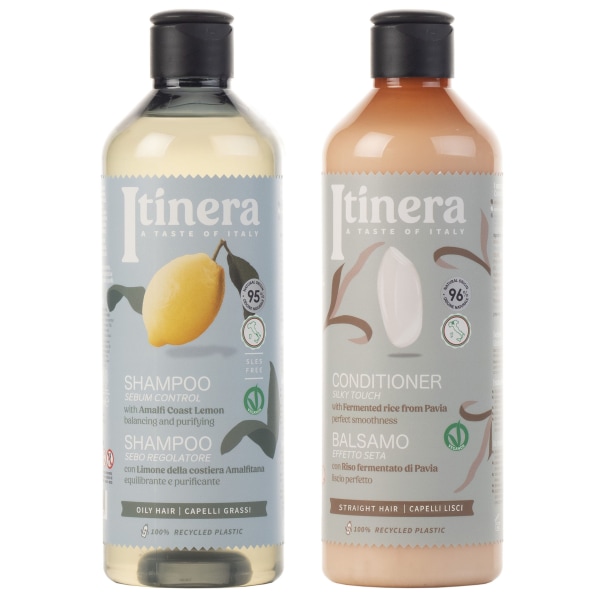 ITINERA kosmetiskt set: hårbalsam + schampo för fettigt hår 2x370 ml
