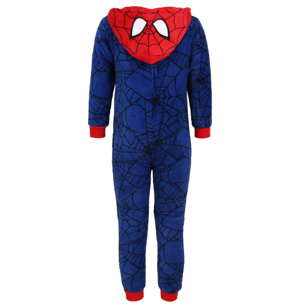 Spider-Man MARVEL Marinblå-Röd, Polar Fleece En-dels Pyjamas, Barn Onesie med Huva, OEKO-TEX 122 cm