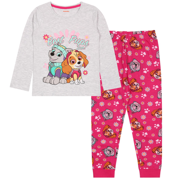 Paw Patrol Skye Everest Flickors Grå-rosa Pyjamas med långa ärmar, Pyjamas med långa byxor 116 cm