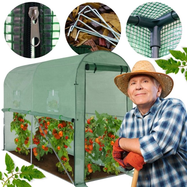 Grönt Växthus för Tomater med Extra Ventilationsalternativ 3x1x2 m