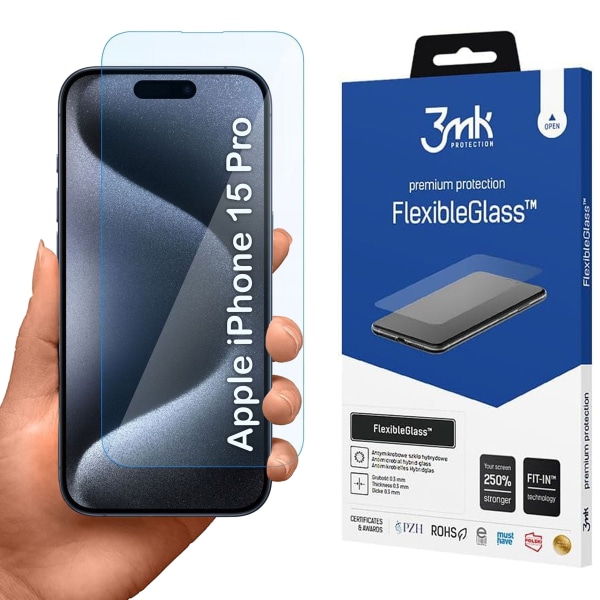 Okrossbart Hybridglas för Apple iPhone 15 Pro - 3mk FlexibleGlass