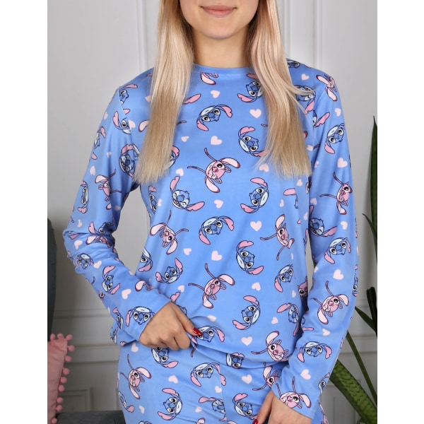 Stitch och Angel Disney Flickors Pyjamas med långa ärmar, Varm Pyjamas 116 cm