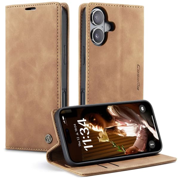 CASEME Plånboksfodral, kompatibelt med iPhone 17 - Brun