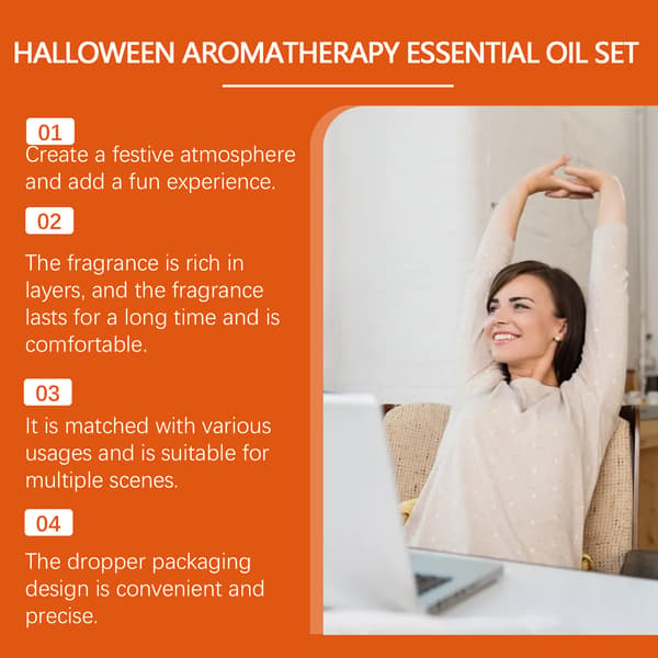 Halloween Aromaterapi Eterisk Olja Set för Hemmabruk, DIY Diffuser, Fräsch Doft, Atmosfär Doftolja Presentförpackning