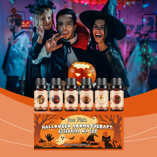 Halloween Aromaterapi Eterisk Olja Set för Hemmabruk, DIY Diffuser, Fräsch Doft, Atmosfär Doftolja Presentförpackning