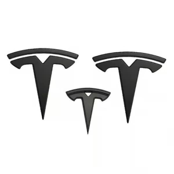 3x Mat Sort T-Logo Hjelmemblem Tesla Model Y