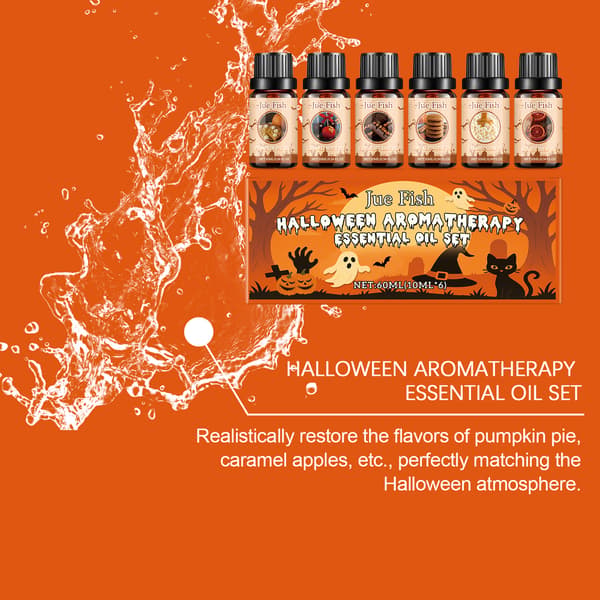 Halloween Aromaterapi Eterisk Olja Set för Hemmabruk, DIY Diffuser, Fräsch Doft, Atmosfär Doftolja Presentförpackning