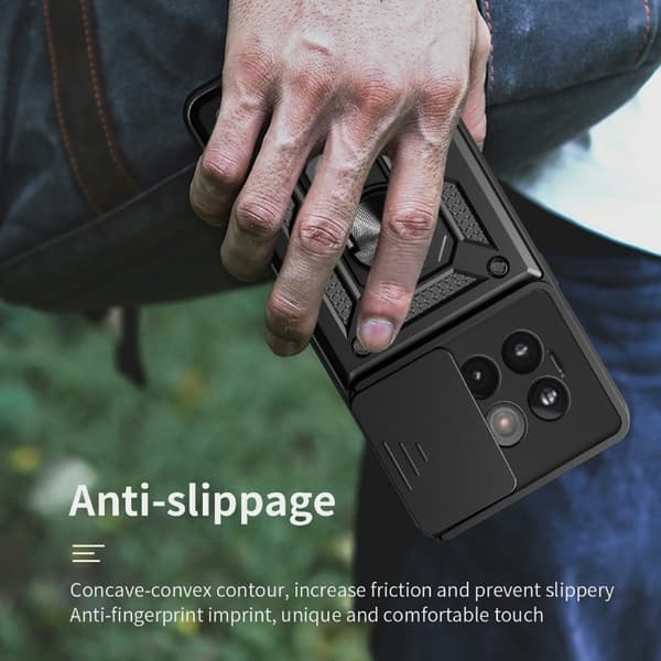 SKALO OnePlus 13R Armor Metal Ring Kameraskydedæksel - Sort Sort