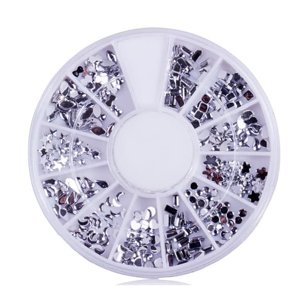 Strass nageldekorationer stenar 12st olika former Silver