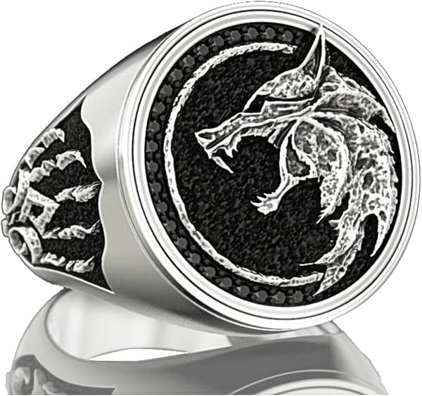Herr Vargring Rostfritt Stål Ring Viking Ring Mode Jägare Varg Huvud Ring Herrpresent