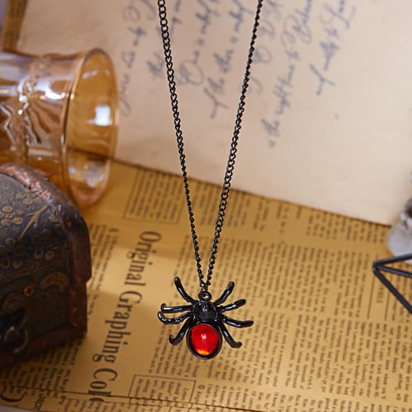 Halloween Spindelhalsband Gotiskt Rött Glödande
