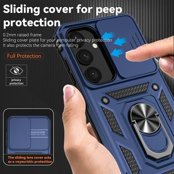 Samsung Galaxy S25 Deksel Hybrid Ring CamShield Blå