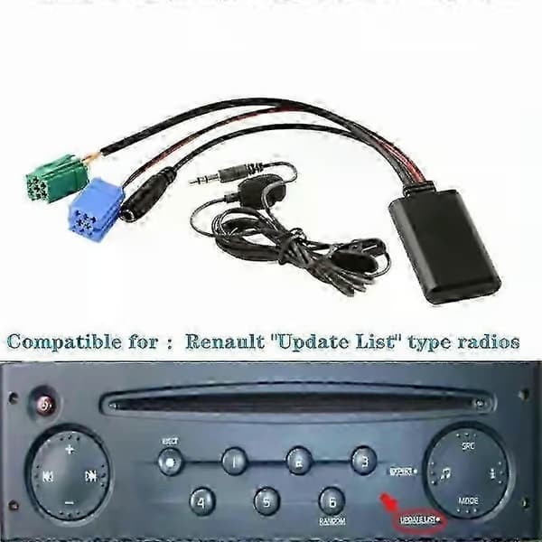Renault 2005-2011 AUX Bluetooth-adapter med mikrofon til bilradio CD-skifteropgradering