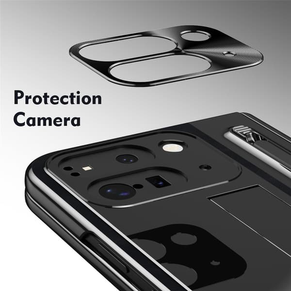 Google Pixel 10 Pro Fold -suojakotelo karkaistulla lasilla ja kynällä - Musta