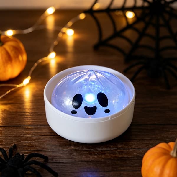 Halloween läskiga bullar, vit spöke lysande version