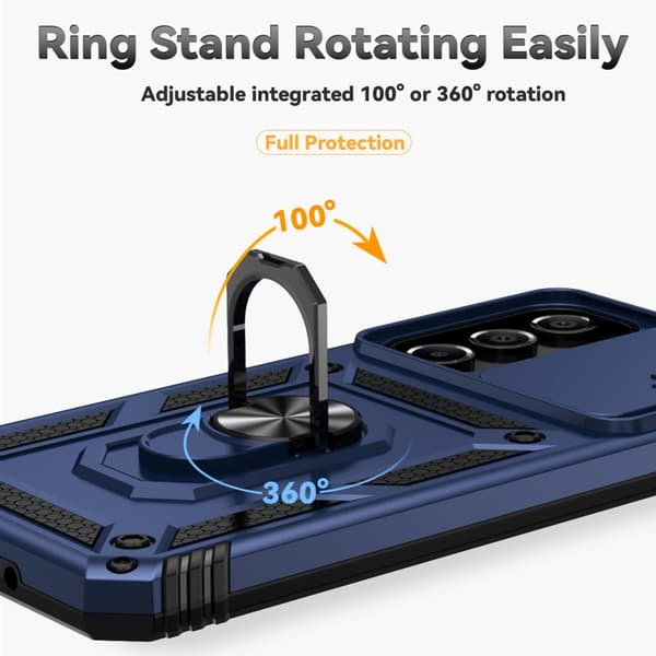 Samsung A16 Armored Hybrid Metal Ring Camera Slider - Blå