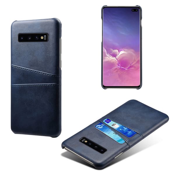 Samsung S10+ skyddsfodral, äkta läder, stöder Visa, Amex och Mastercard-kort - Svart Samsung Galaxy S10+