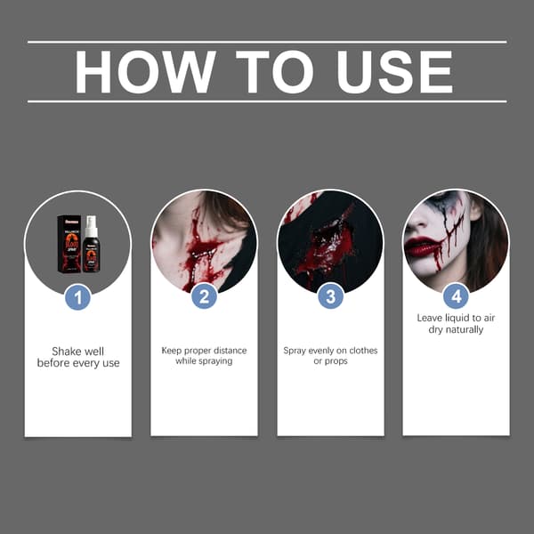Halloween blodspray, makeup til feriefester, realistiske rekvisitter til ansigtsmaling med blod