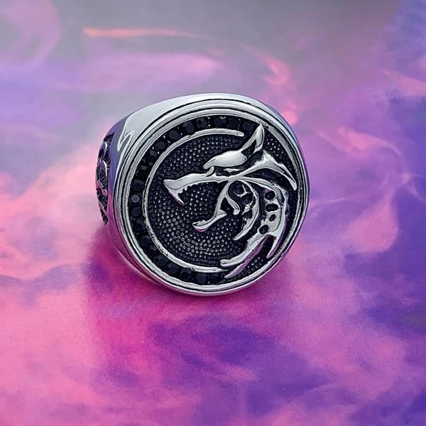 Herr Vargring Rostfritt Stål Ring Viking Ring Mode Jägare Varg Huvud Ring Herrpresent