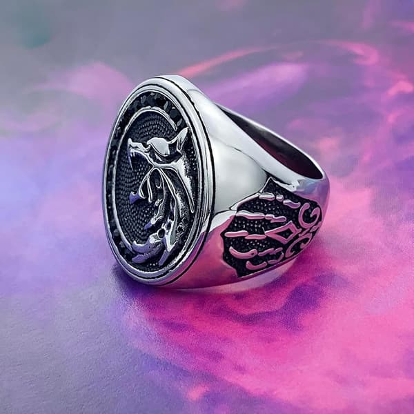 Herr Vargring Rostfritt Stål Ring Viking Ring Mode Jägare Varg Huvud Ring Herrpresent