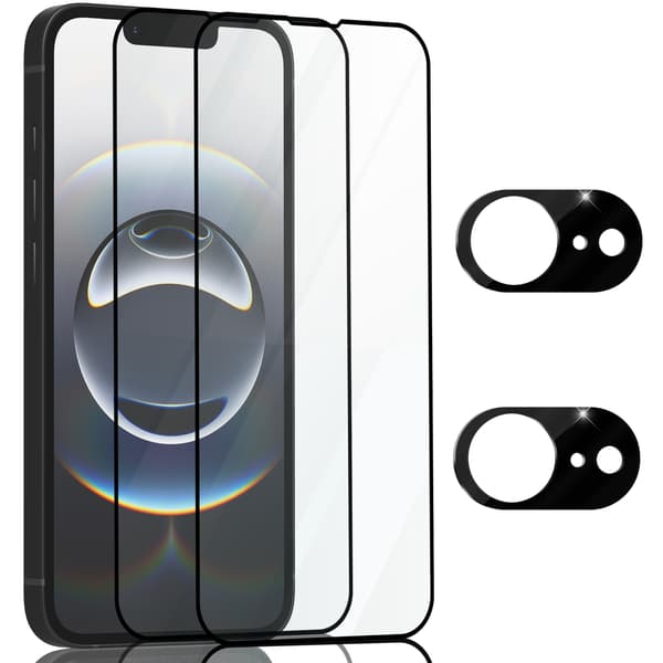 2-pack iPhone 16E Skärmskydd & 2-pack Linsskydd - Härdat Glas 9H - Superkvalitet 3D