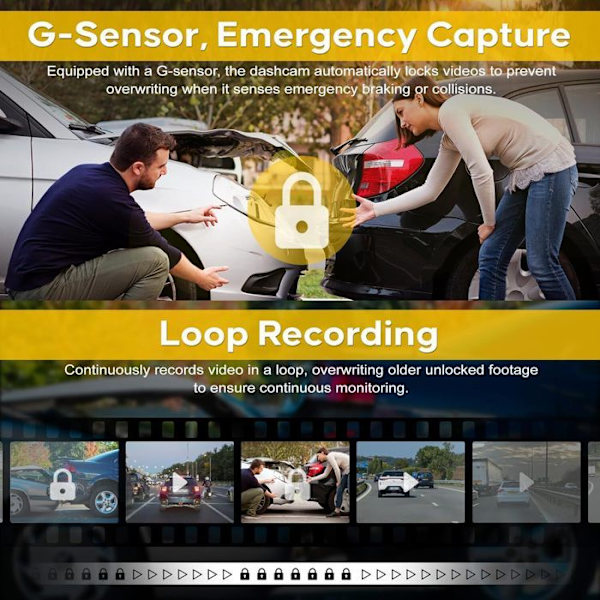 Abask ZDX35 4K+1080P WiFi bilkamera med DashCam-appkontroll Infraröd nattseende parkeringsövervakning