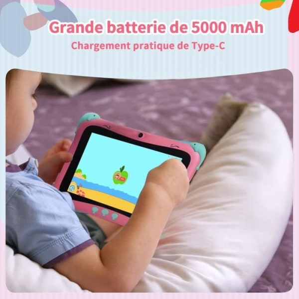 AQV 8 tums surfplatta för barn - 3 GB RAM - 32 GB ROM - Android 12 - Röd