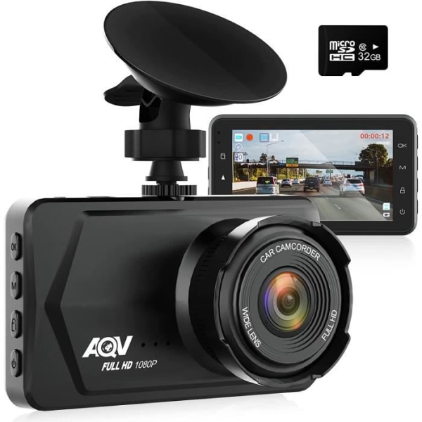 AQV OK770 Bilkamera 1080P FHD DashCam Fram 170° Vinkel Infraröd Night Vision G-sensor med 32GB kort