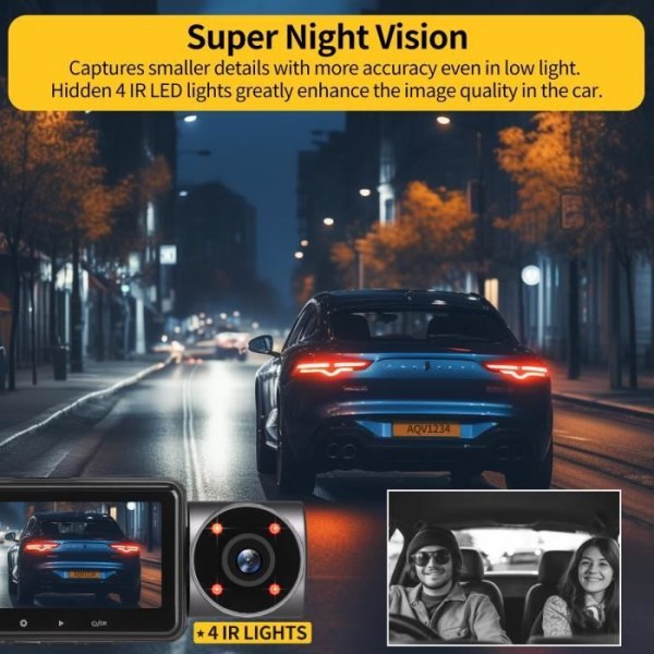 AQV ZD60 Bilkamera 2K+1440P+1080P+1080P Dashcam Vinkel 170°+140°140° Infraröd Night Vision G-sensor med 32GB kort