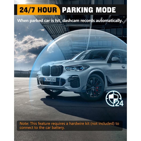 Abask ZDX78 4K WiFi bilkamera med DashCam App Control Röstavisering Parkeringsövervakning med 64GB