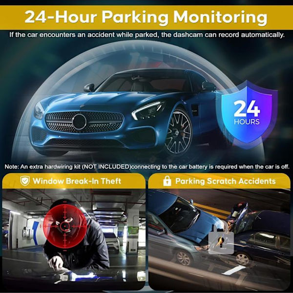 Abask ZDX35 4K+1080P WiFi bilkamera med DashCam-appkontroll Infraröd nattseende parkeringsövervakning