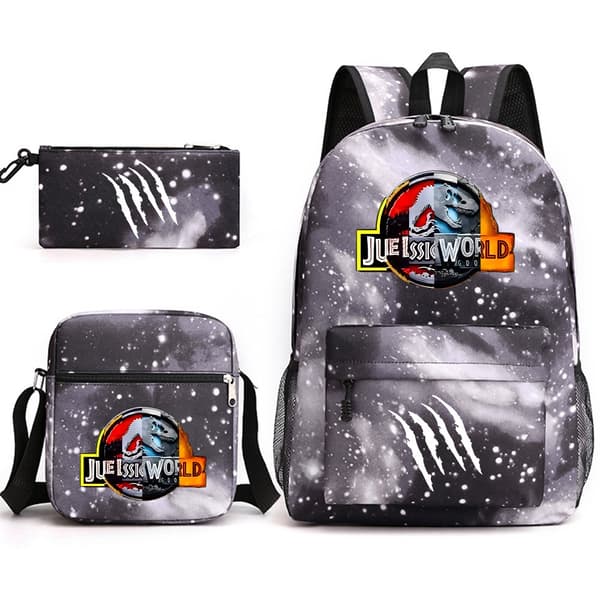 Jurassic World School Bag Backpack Pencil Case Shoulder Bag Three-piece Set Size Blue~5 Size Blue~5 3PC