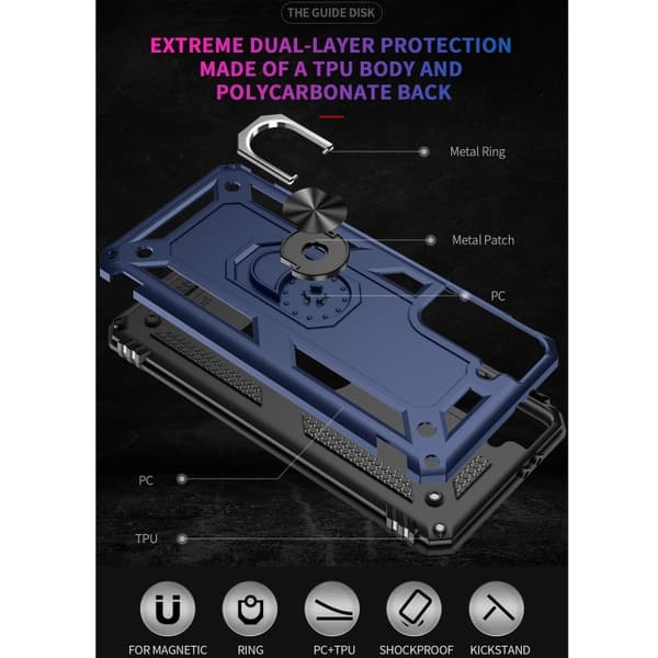 Samsung Galaxy S21 5G Case, Shockproof TPU + PC with 360 Degree Rotating Holder Blå