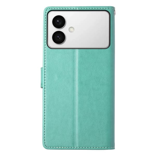Samsung Galaxy S26 Edge Plånboksfodral Konstläder Blomtryck - Grön