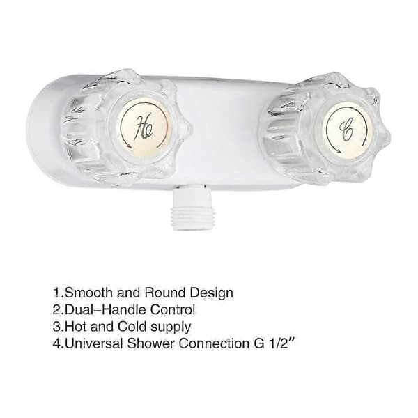 lämplig för byte av husbilsduschblandare, 4-tums duschventilavledare med dubbla vred för badrum White  Transparent