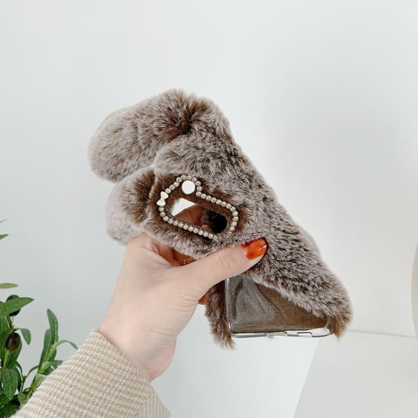 Fluffy Rabbit Samsung Galaxy S21-deksel - Brun Brun brown