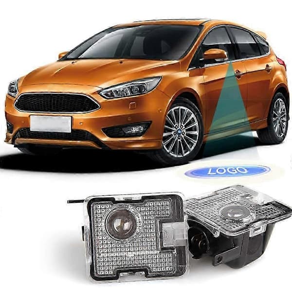 Lämplig för Focus St, 2 st bil sid LED-projektionslampa för backspegel välkomstljus Black  transparent