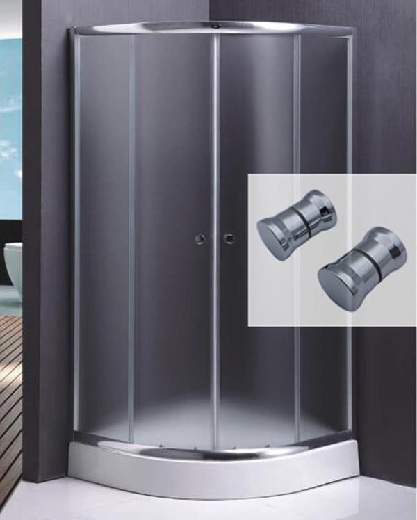 [13]Shower Door Handle, 2 Pairs Round Chrome Glass Door Knobs, Pull Handles, Replacement Parts for Shower Enclosure, Shower Screen