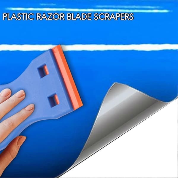 3 Pcs Plastic Scrapers with Razor Blades & 100 Pcs 1.5 Inch Double-Edged Plastic Razor Blades for Car Windshield